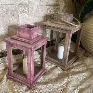 Rustic Set of Lanterns Mocca & Burgundy
