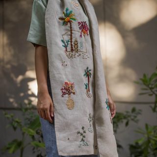 Ardi Pure Linen Scarf (Beige)