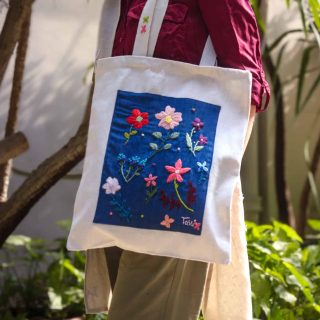 Denim Patch Tote Bag