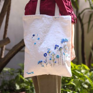 Blue Florals Tote Bag