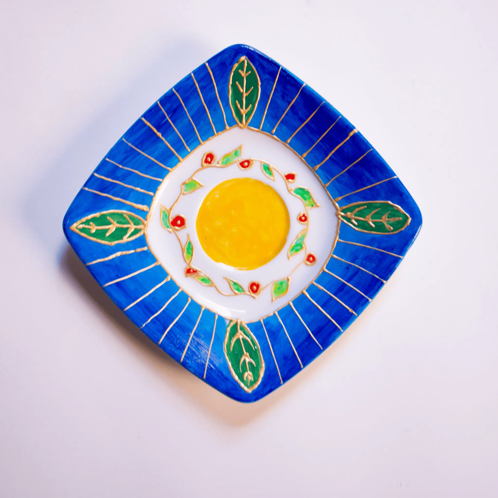 Decorative blue and green leaves plate 1 Decorative blue and green leaves plate