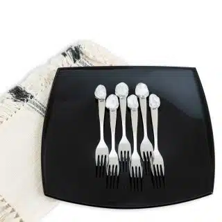 Grey & white cake fork set