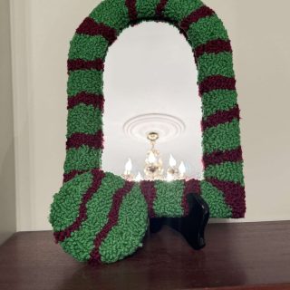 Green and burgandy zipra mirror frame