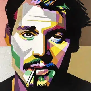 pop art acrylic painting of johnny depp