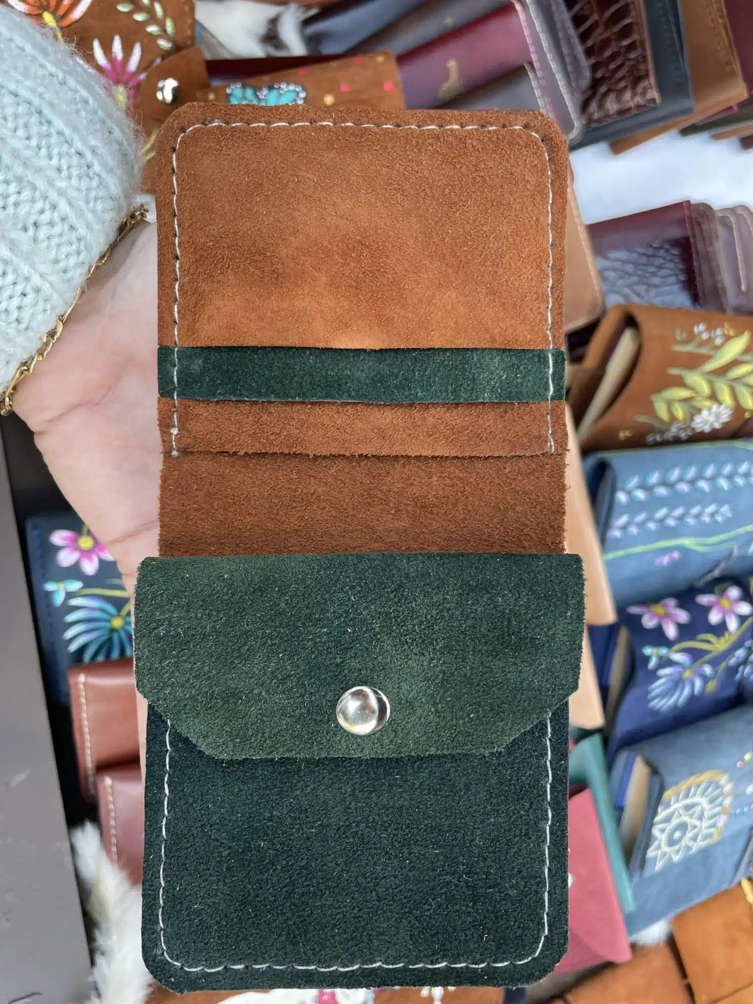 Butterfly suede leather wallet 2 IMG 9626 2 scaled