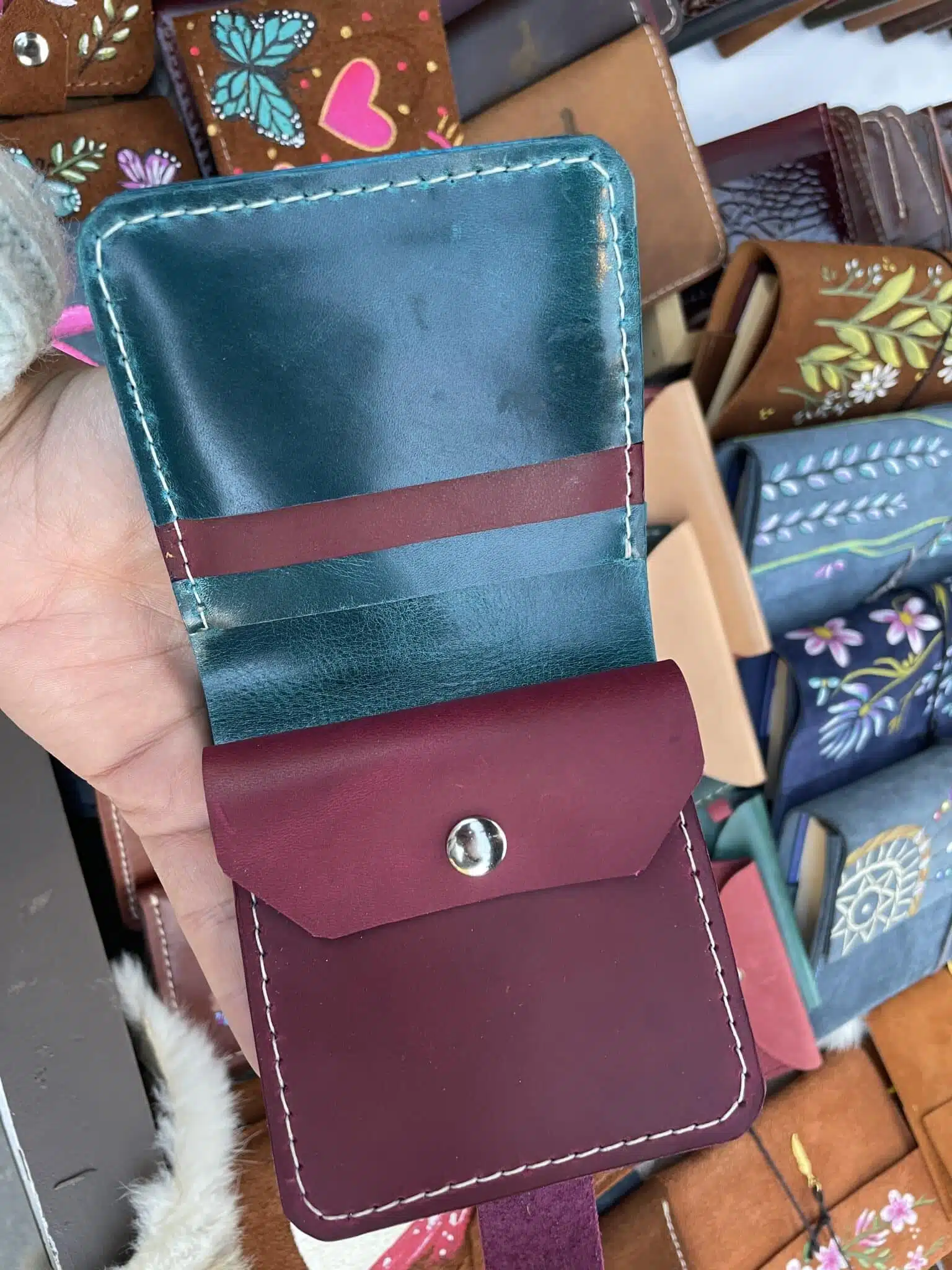 Butterfly turquoise wallet 2 IMG 9630 scaled