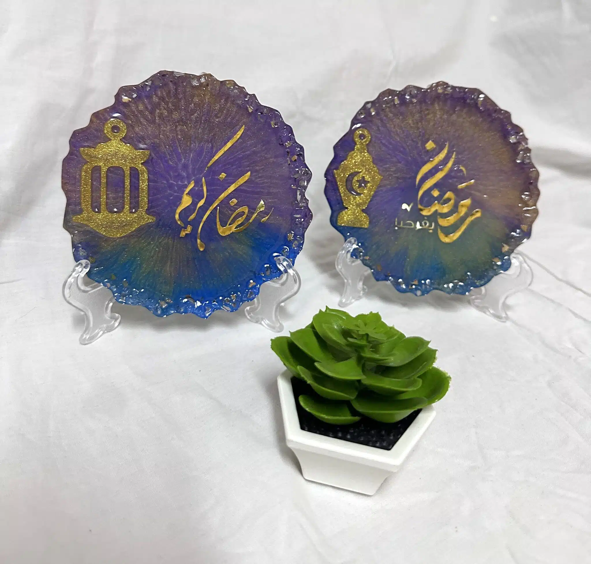 Ramadan Resin Decoration Set 4 Ramadan home accessories with stand