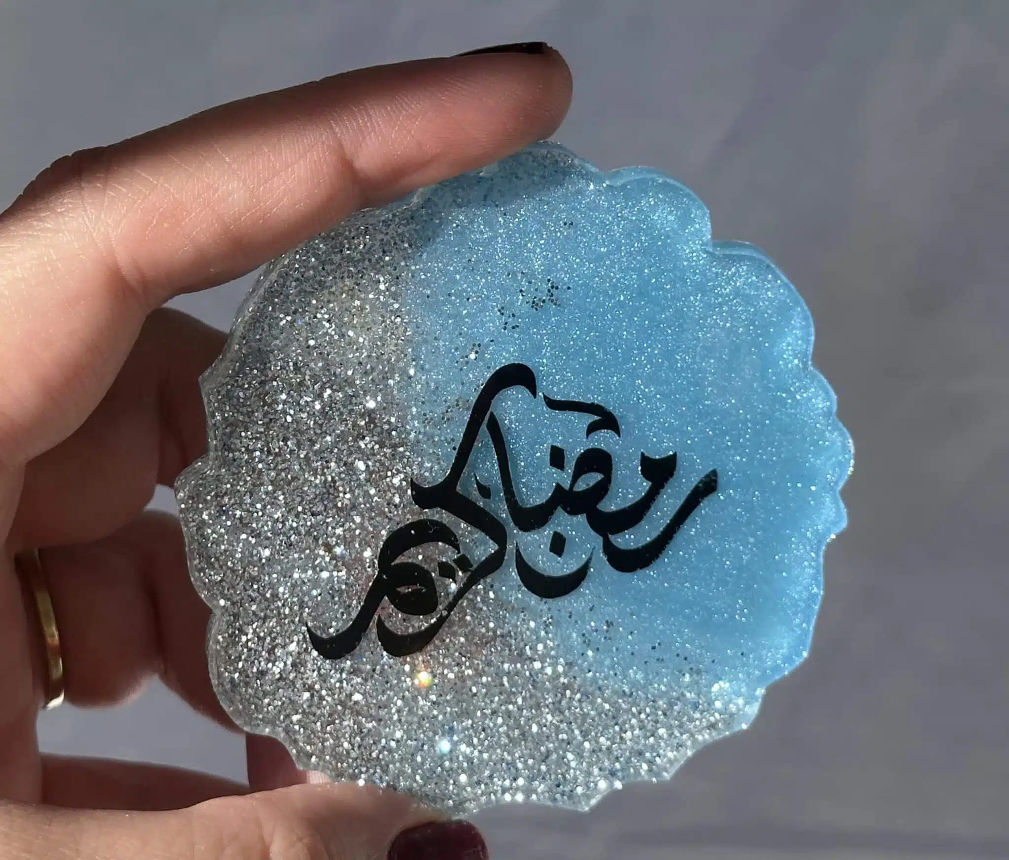 Silver-Blue Ramadan Magnets / Key Chains 2 blue silver round ramadan decoration with magnet