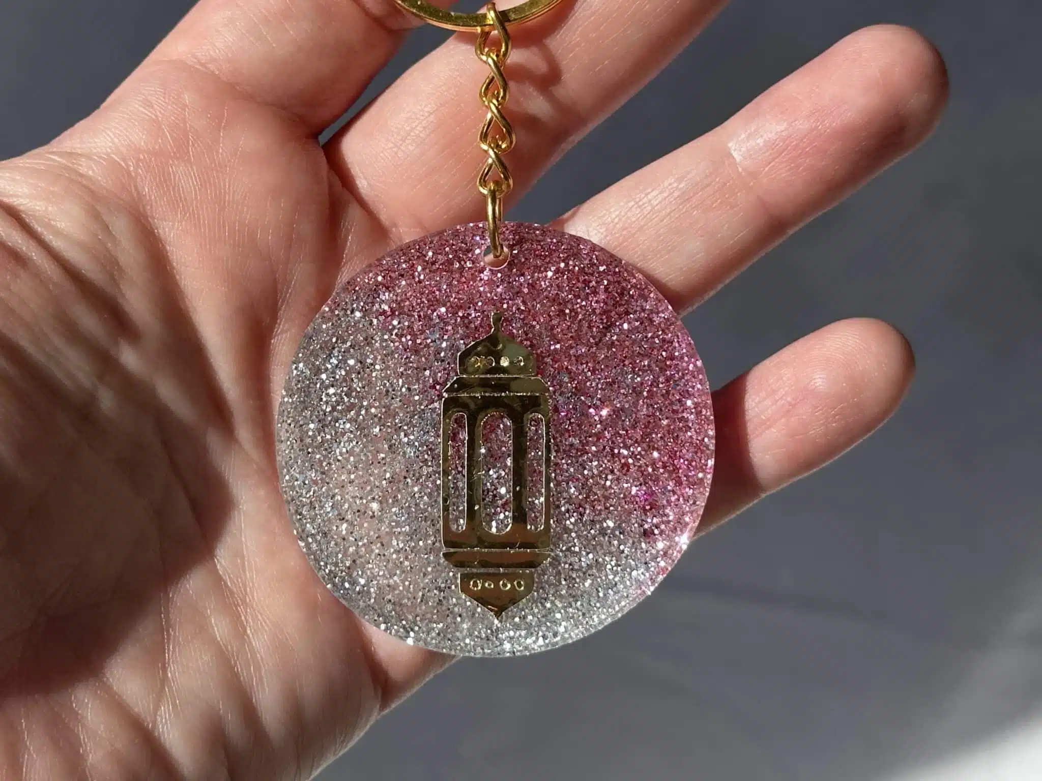 Pink Glitter Ramadan Magnets / Key Chains 1 pink and silver glitter ramadan key chain