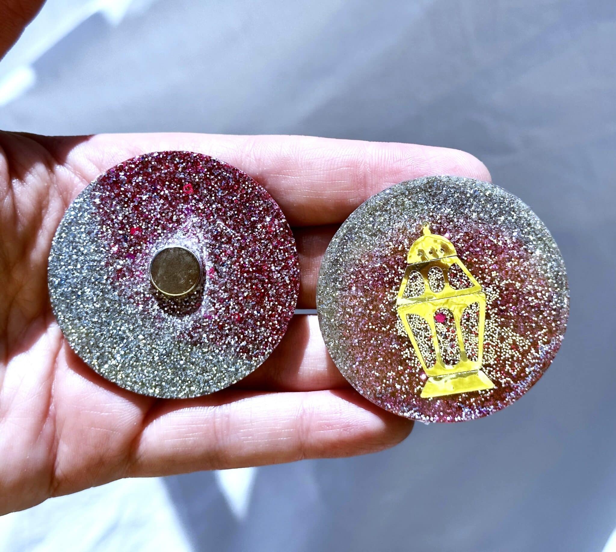 Pink Glitter Ramadan Magnets / Key Chains 5 pink and silver glitter ramadan magnet