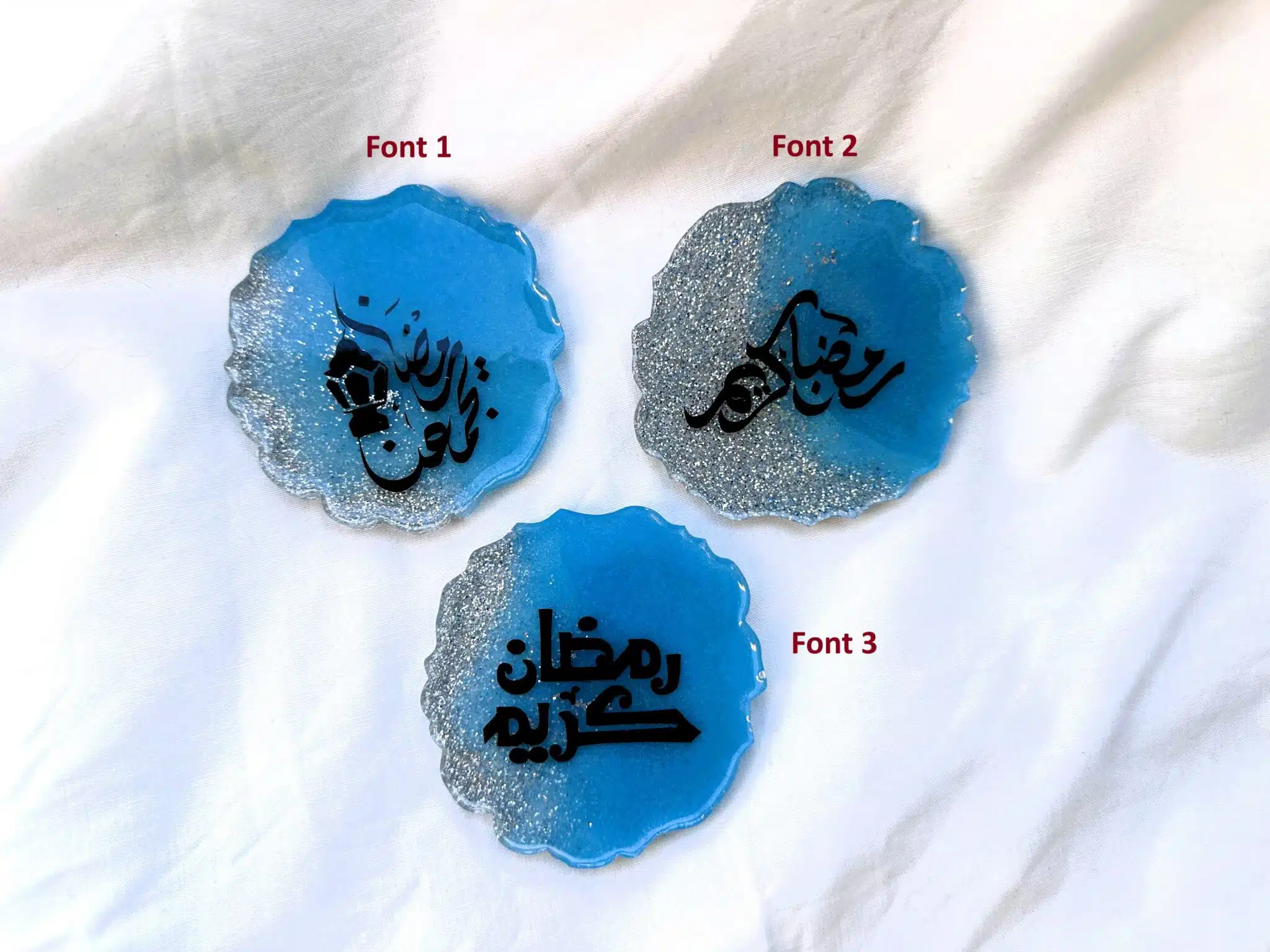 Silver-Blue Ramadan Magnets / Key Chains 5 blue silver round ramadan decoration with magnet