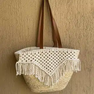 macrame straw bag, Summer straw bag , macrame sea bag