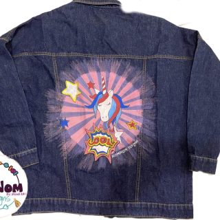 Handpainted Unicorn theme Oversized Jeans Jacket