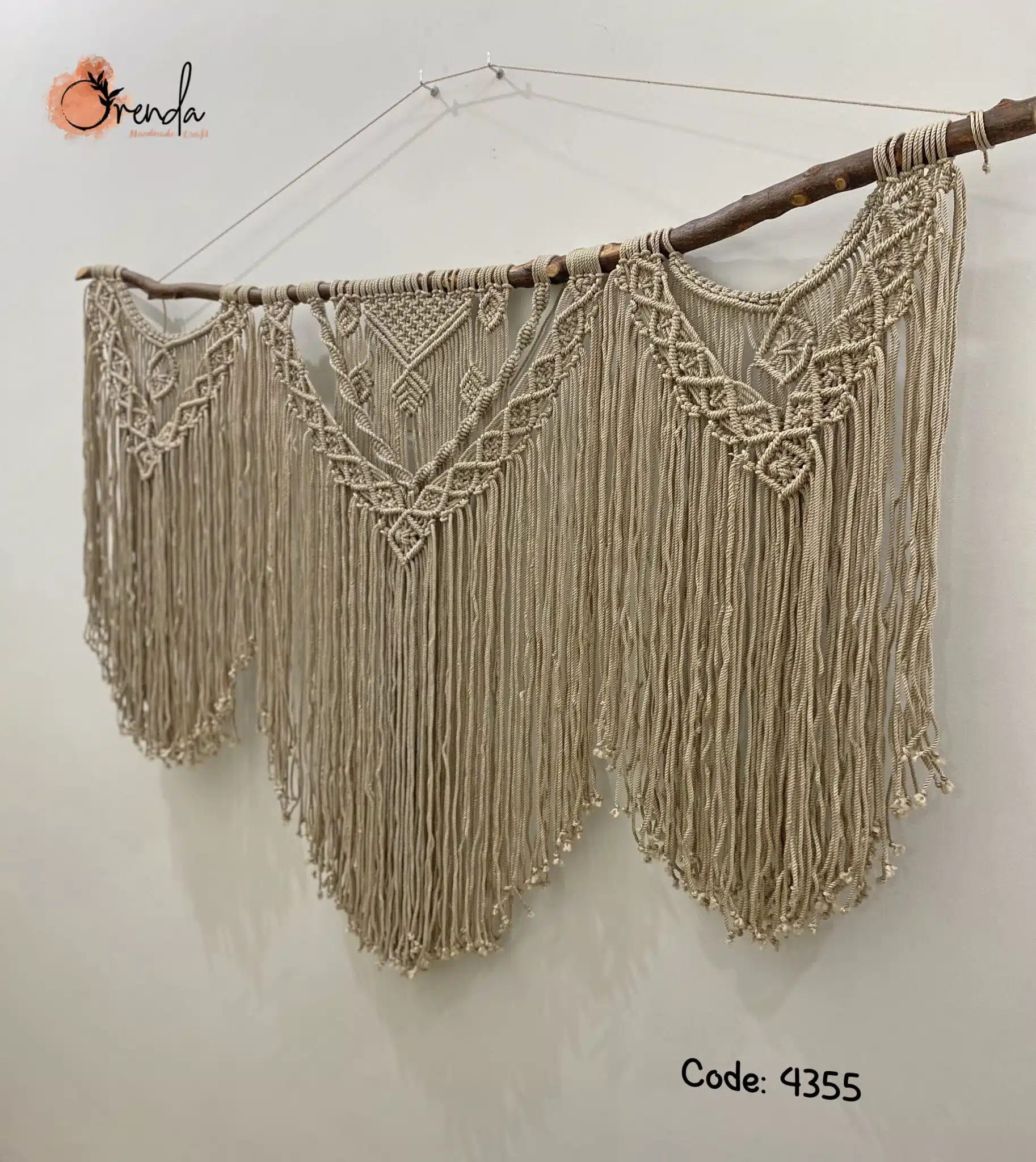 Large macrame wall hanging of 3 panels of macrame knots 2 IMG E9764 scaled