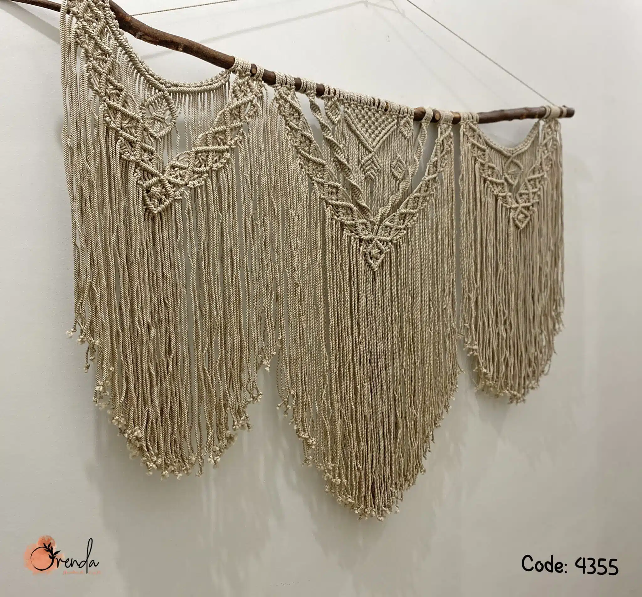 Large macrame wall hanging of 3 panels of macrame knots 4 IMG E9767 scaled