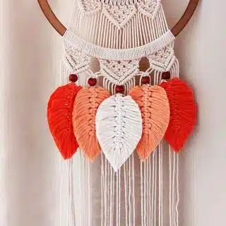 Macrame Feathers Wall Hanging - معلقة ورق الشجر من المكرمية - Color 1