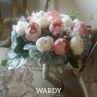 Bridal bouquet in soft pink and babyblue