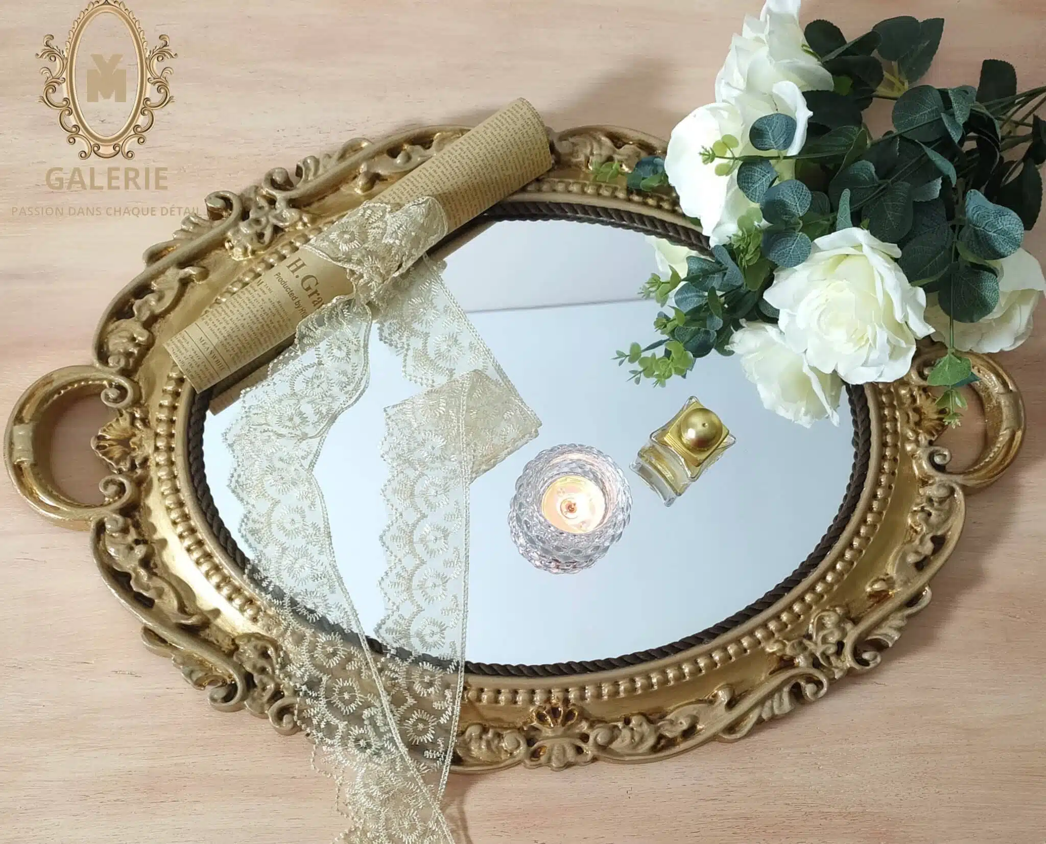 Antique classic tray with mirror 1 Antique classic tray with mirror