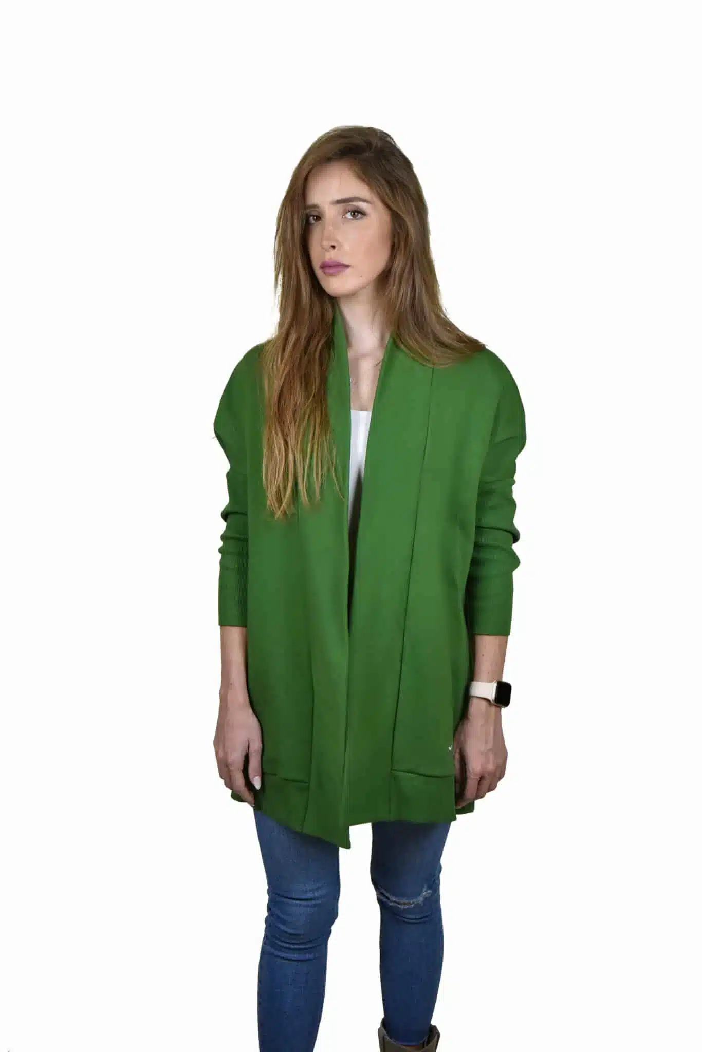 Green Ribbed Sleeve Cadigan 1 Green Ribbed Sleeve Cadigan