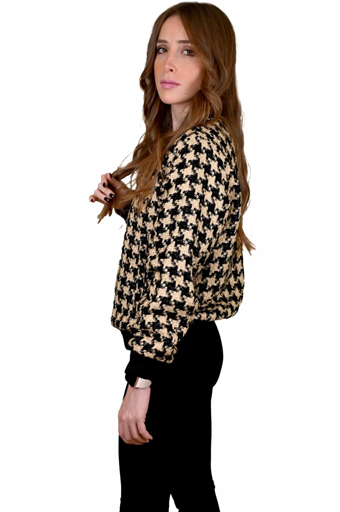 Beige Black Pied de poule bomber jacket 3 MAS 0555 scaled