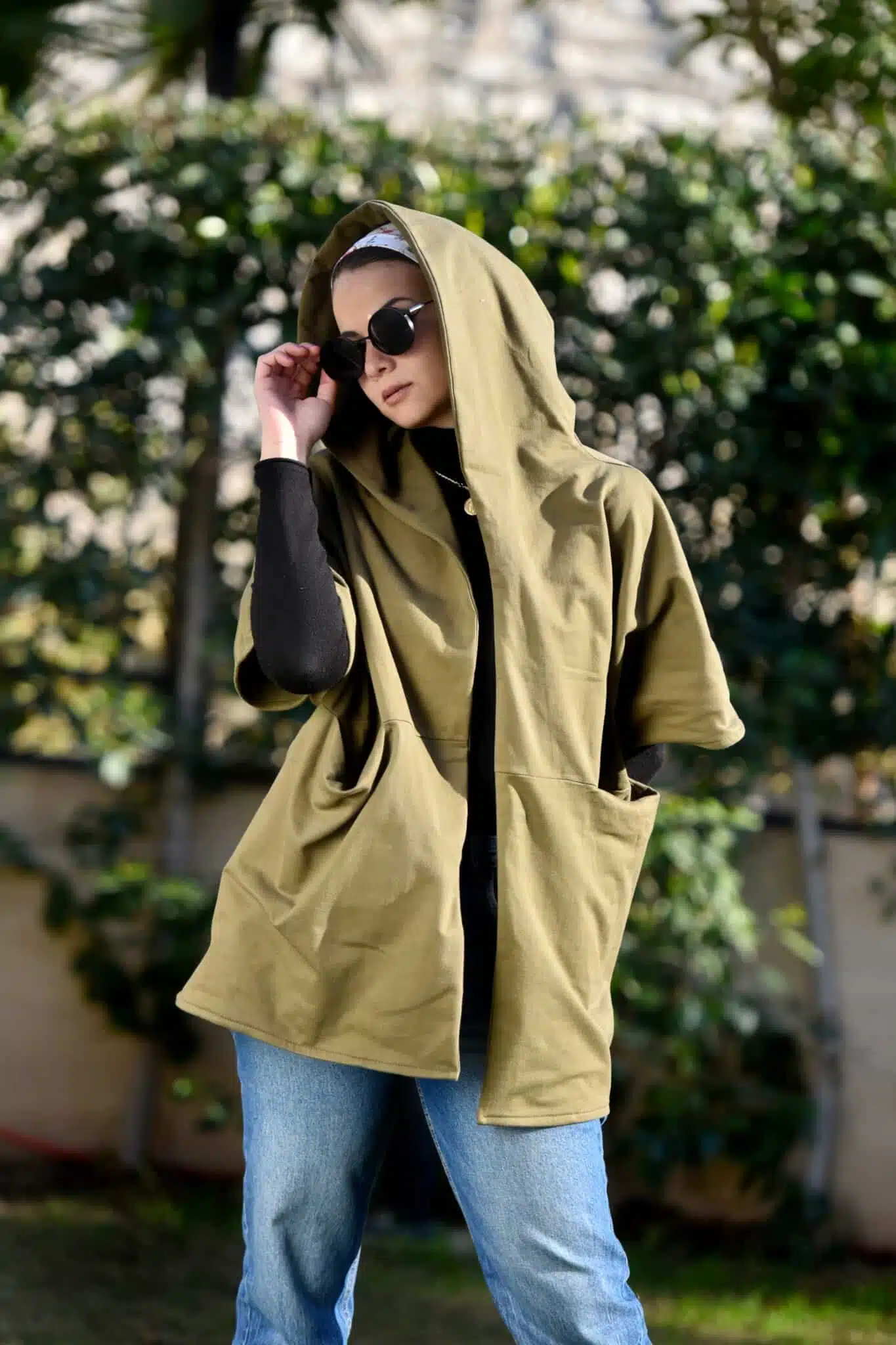 Khaki Hooded Cape 1 Khaki Hooded Cape