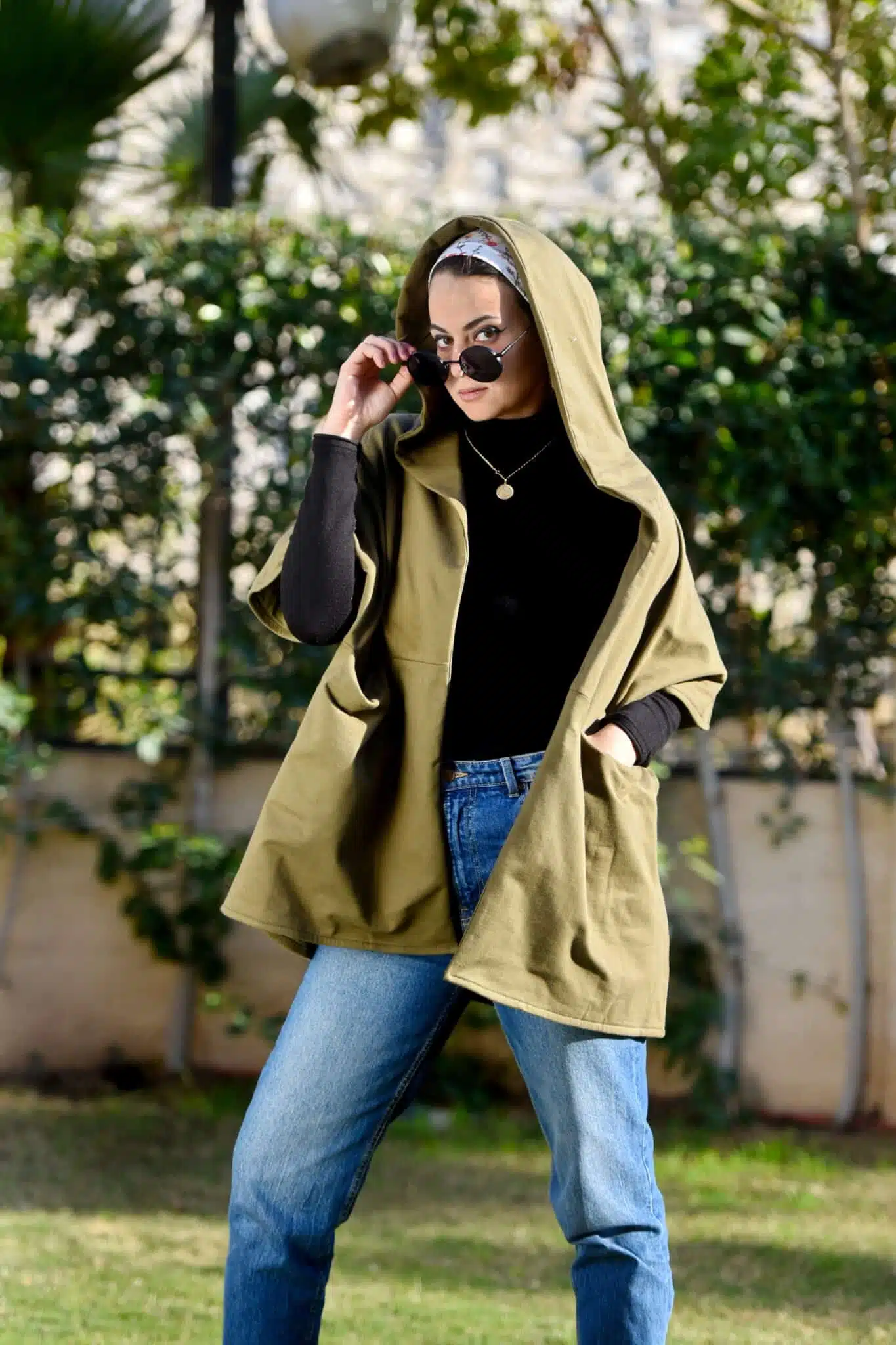 Khaki Hooded Cape 4 MAS 8504 scaled