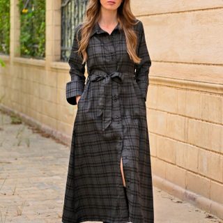 Grey Plaid Dress