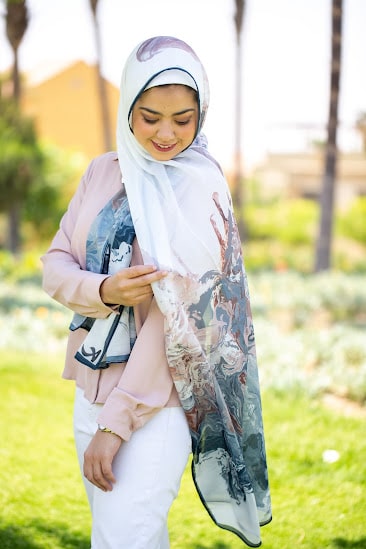 Marble 1 Cotton grey*rose scarf