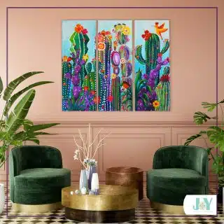 Blooming cactus set