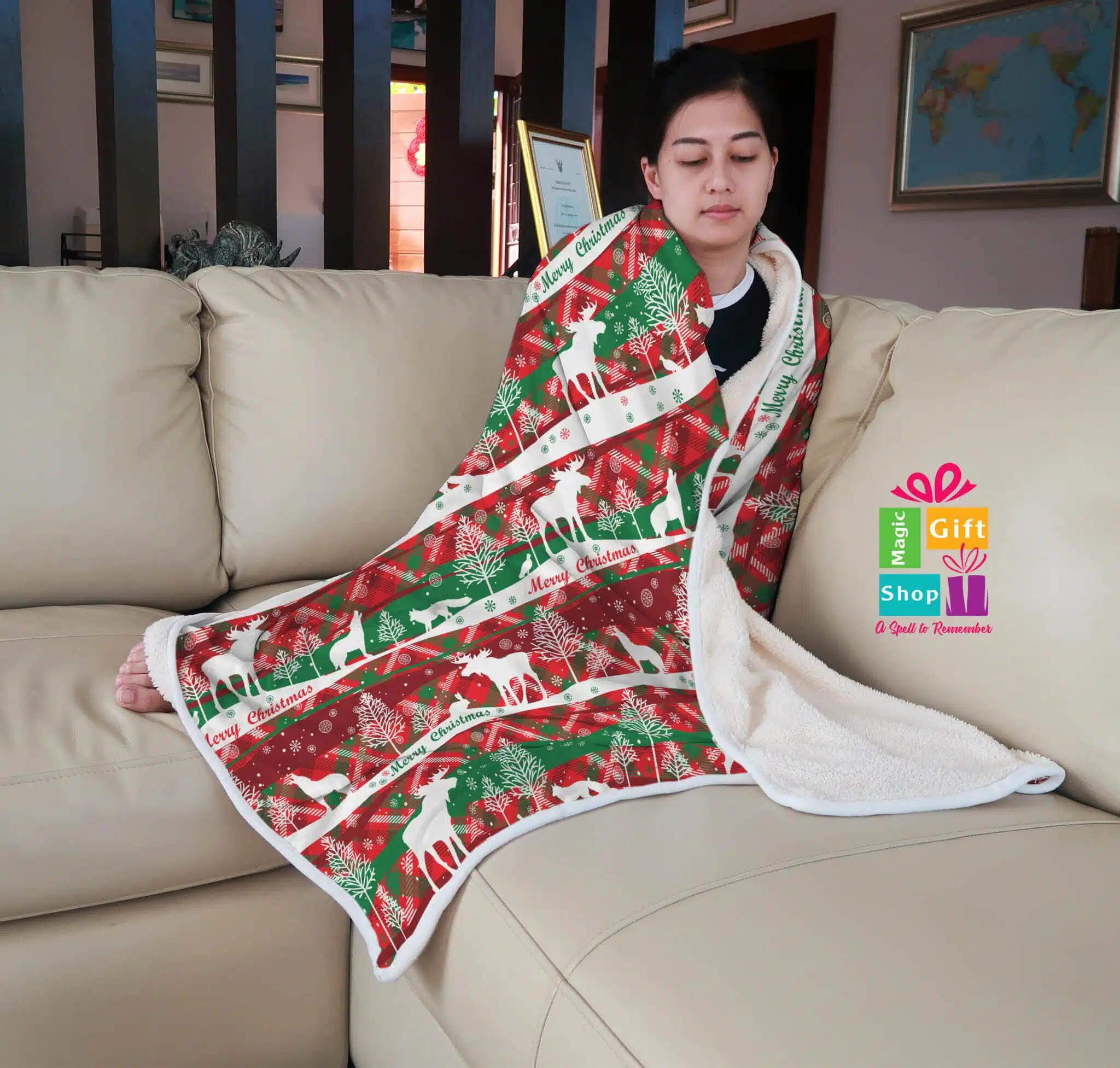Deer christmas blanket 3 NormalBlanketMockup10 scaled