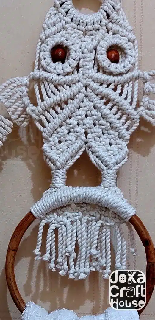Face Towel Macrame holder - Owl shape 2 One Owl 2