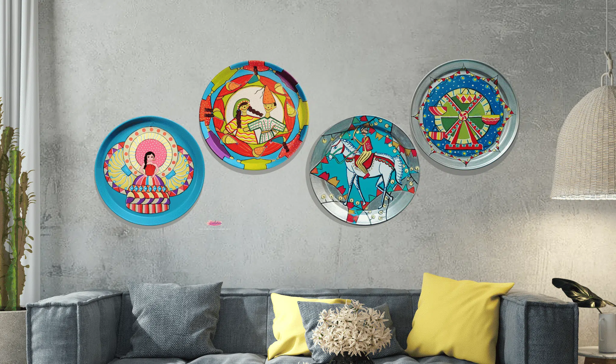 Folklore wall décor 4 trays set 1 Folklore wall décor 4 trays set