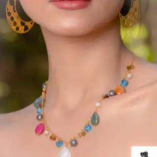 Handmade Copper set plated with gold 18k with seashells stones (Copy)