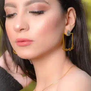 Handmade Copper set plated with gold 18k with seashells stones