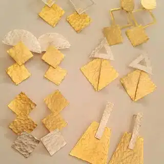 Handmade copper earring plated with gold 18k and platinum