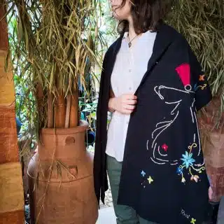 Sufi Derwish Black Linen Shawl