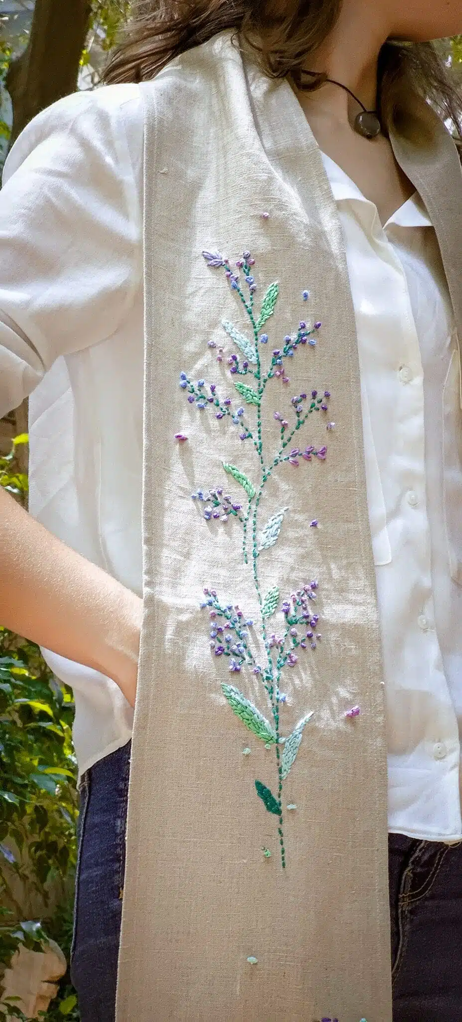 Lavender Beige Pure Linen Scarf 1 Lavender Beige Pure Linen Scarf