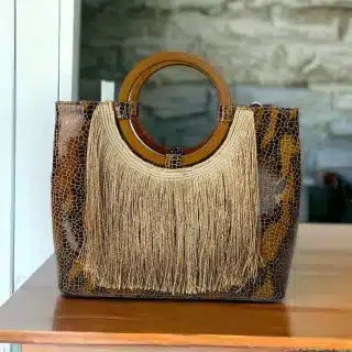 Genuine leather lazar Tassel bag