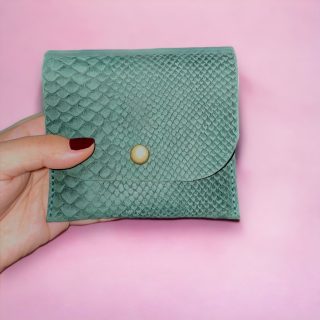 Genuine leather green snake pattern wallet