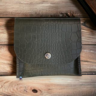 Genuine leather dark green crocodile pattern wallet