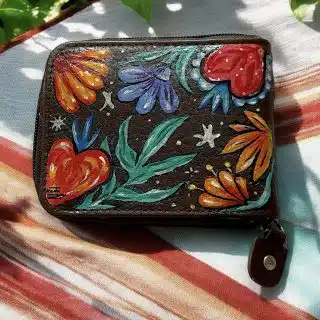 Natural leather flory brown wallet