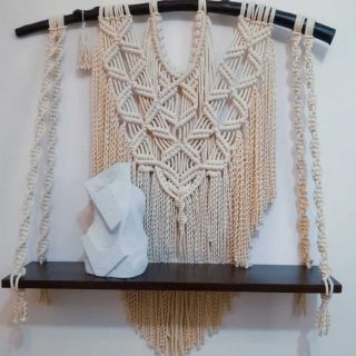 Macrame with wooden shelf