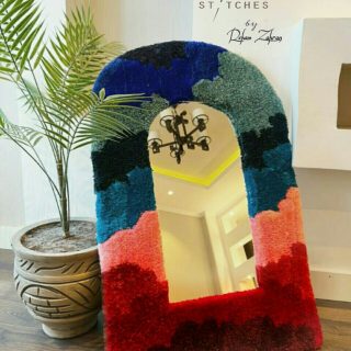 Rainbow Cloudy Tufted Rug Mirror