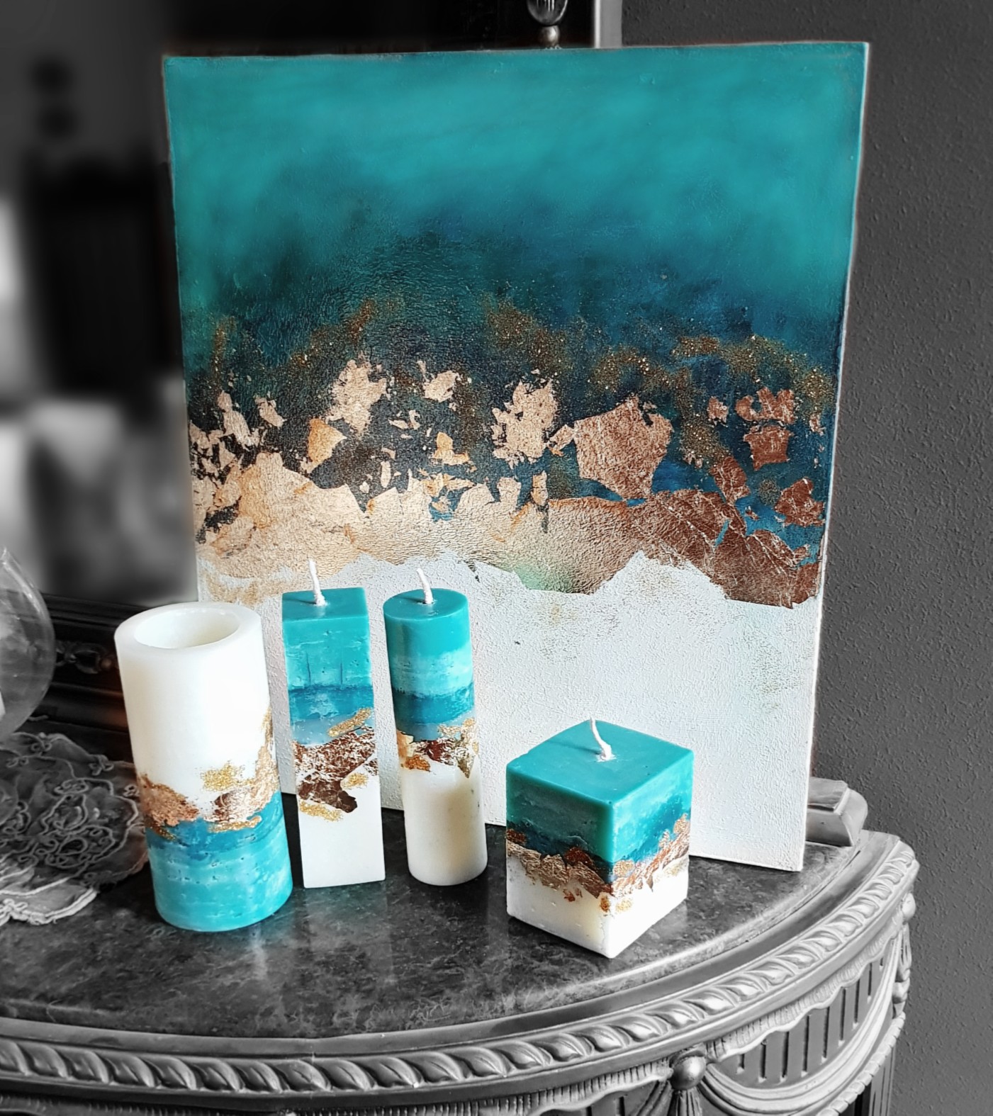 Abstract candle set (blue) 1 Abstract candle set (blue)