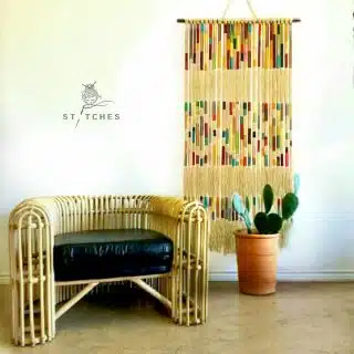 multi-color macrame wall hanging