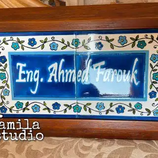 ( Blue Flower tile ) Hand Painted Door/Home Sign / Out door/ Customized designs