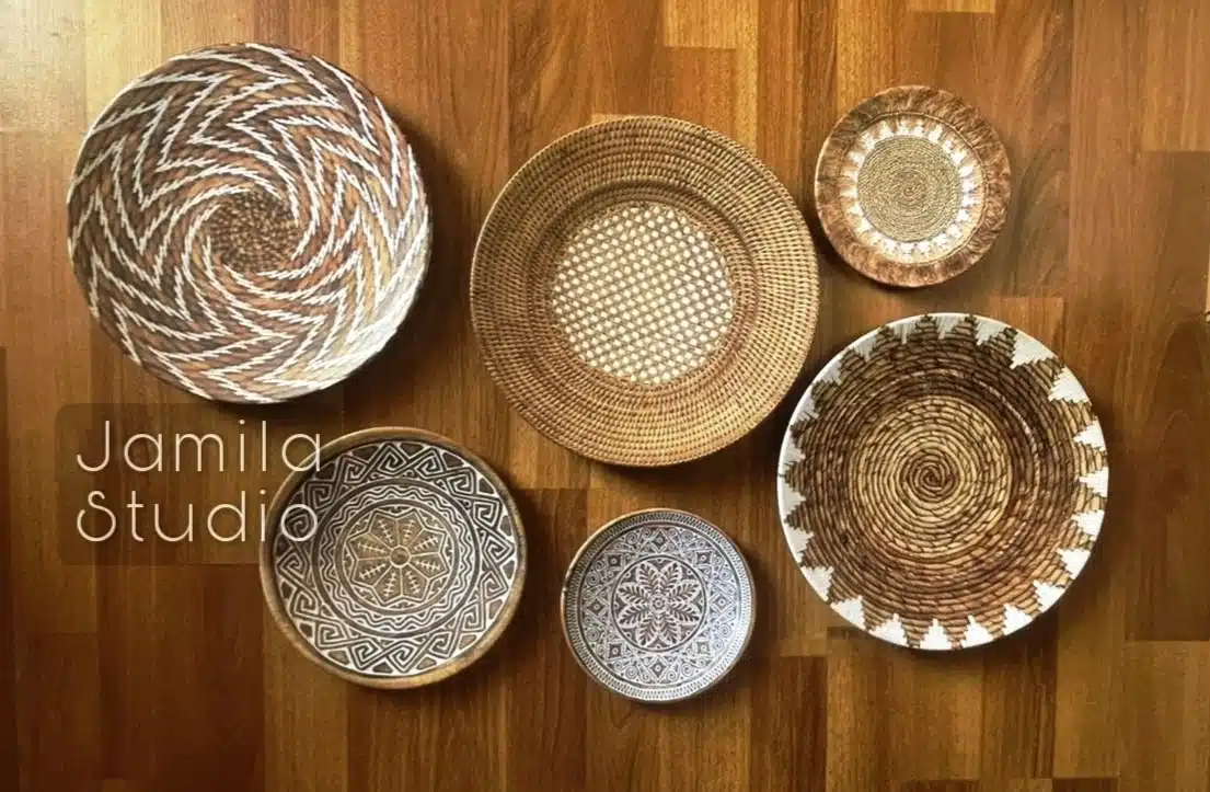 Boho (basket theme) porcelain wall plates 1 Boho (basket theme) porcelain wall plates