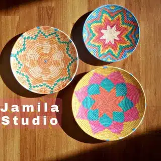 Summer colorful basket themed wall plates
