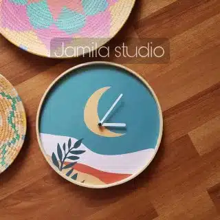 Boho moon wall clock