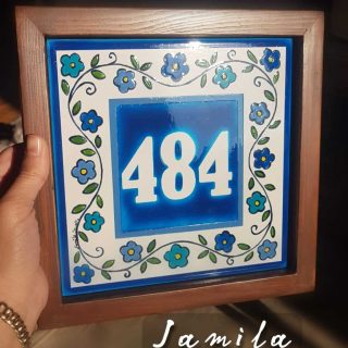 Blue flower hand painted tile (customized)